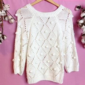Cream Sweater with Decorative Balls